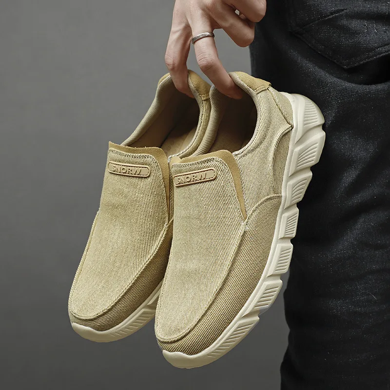 

Men Casual Canvas Shoes Mens Loafers Breathable Slip on Flats Male Vulcanized Shoes Driving Plus Size Walking Shoes