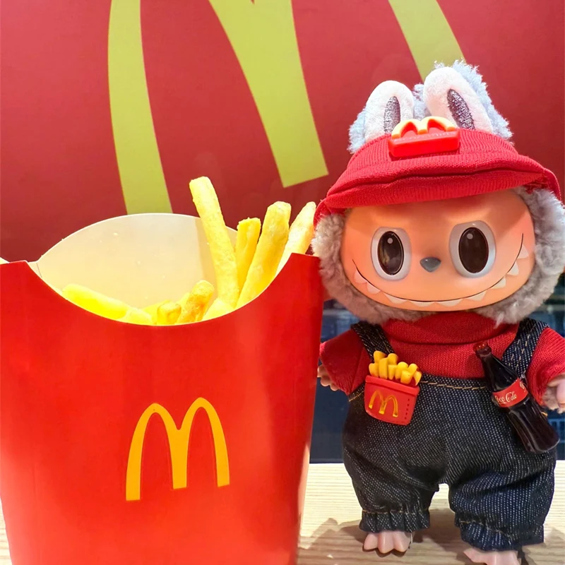 For 17cm Labubu Baby Clothing McDonald's Blind Box V1 V2 V3 Working Clothes Clothes Replacement Fashion Retro Delicate Suit Toy