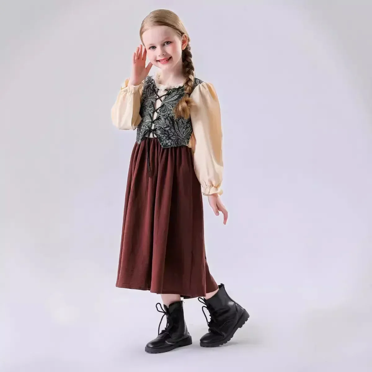 Príncipe medieval princesa cosplay crianças traje de halloween menino menina aristocrático vestir-se prescool palco mostrando vestido extravagante