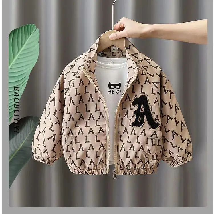 

Boy's Spring Coat 2023 Spring and Autumn New Kids' Jacket Baby Leisure Baseball Top