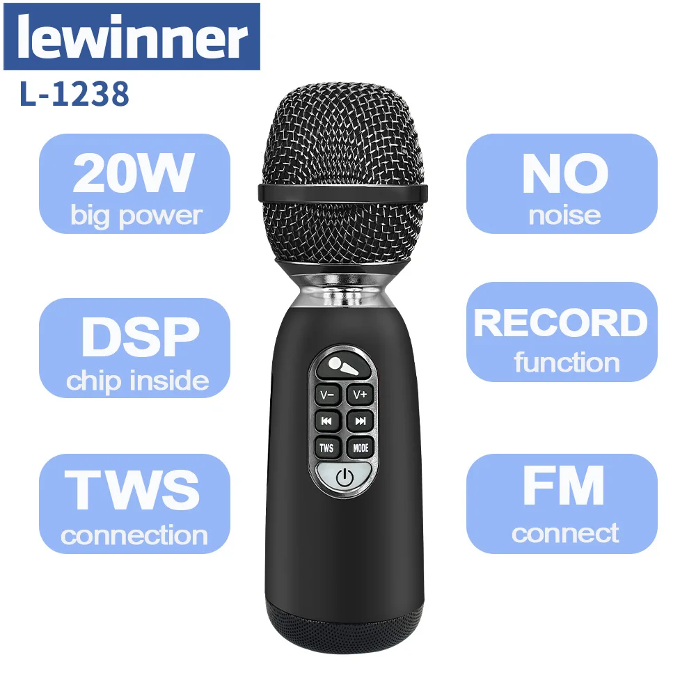 Lewinner L-1238 Karaoke Microphone Wireless Speaker Bluetooth Microphone For Outdoor Party Singing,Family Gathering,Gving Gifts