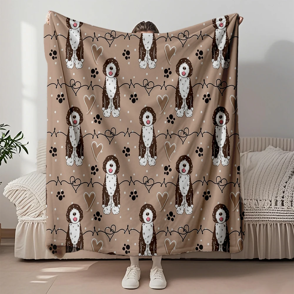 

Year-round Use Flannel Blanket Love Chocolate White Portuguese Bohemian Pattern Bed Scarf Luxury Throw Ultra-soft Touch