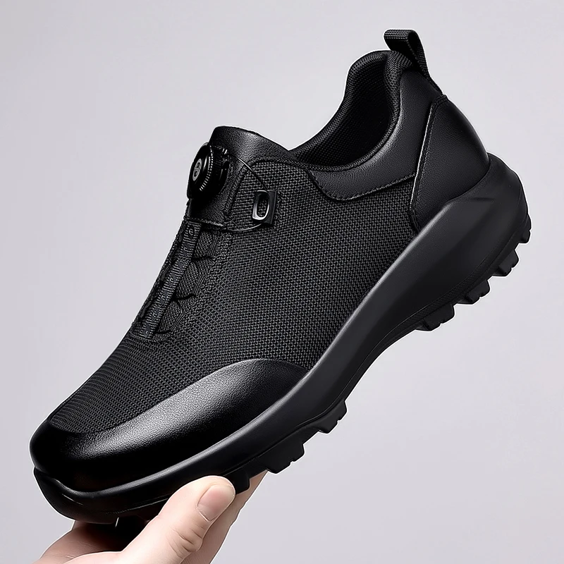 

New Style Walking Shoes for Men with Knob Buckle, No Laces, Soft Sole, Comfortable, Non-Slip, Breathable Casual Sports Shoes for