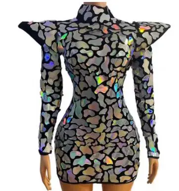 Laser Colorful Sexy Short Skirt Jazz Dance Performance Costume Bar Nightclub Festival Party Female Singer Stage Clothing