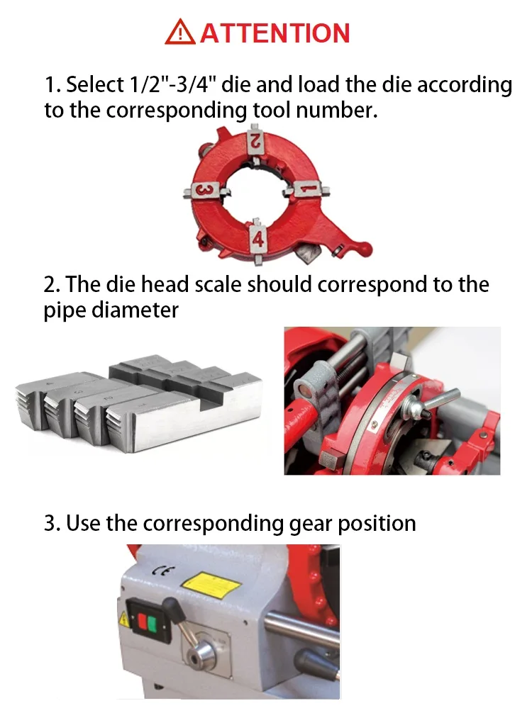 415V 380V 220V 110V Automatic Electric Thread Power Ratchet Pipe Threader ZT-M33 750W 1/2-4\