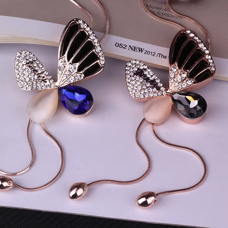 

New fashionable butterfly tassel sweater chain for women's long autumn and winter clothing accessories necklace