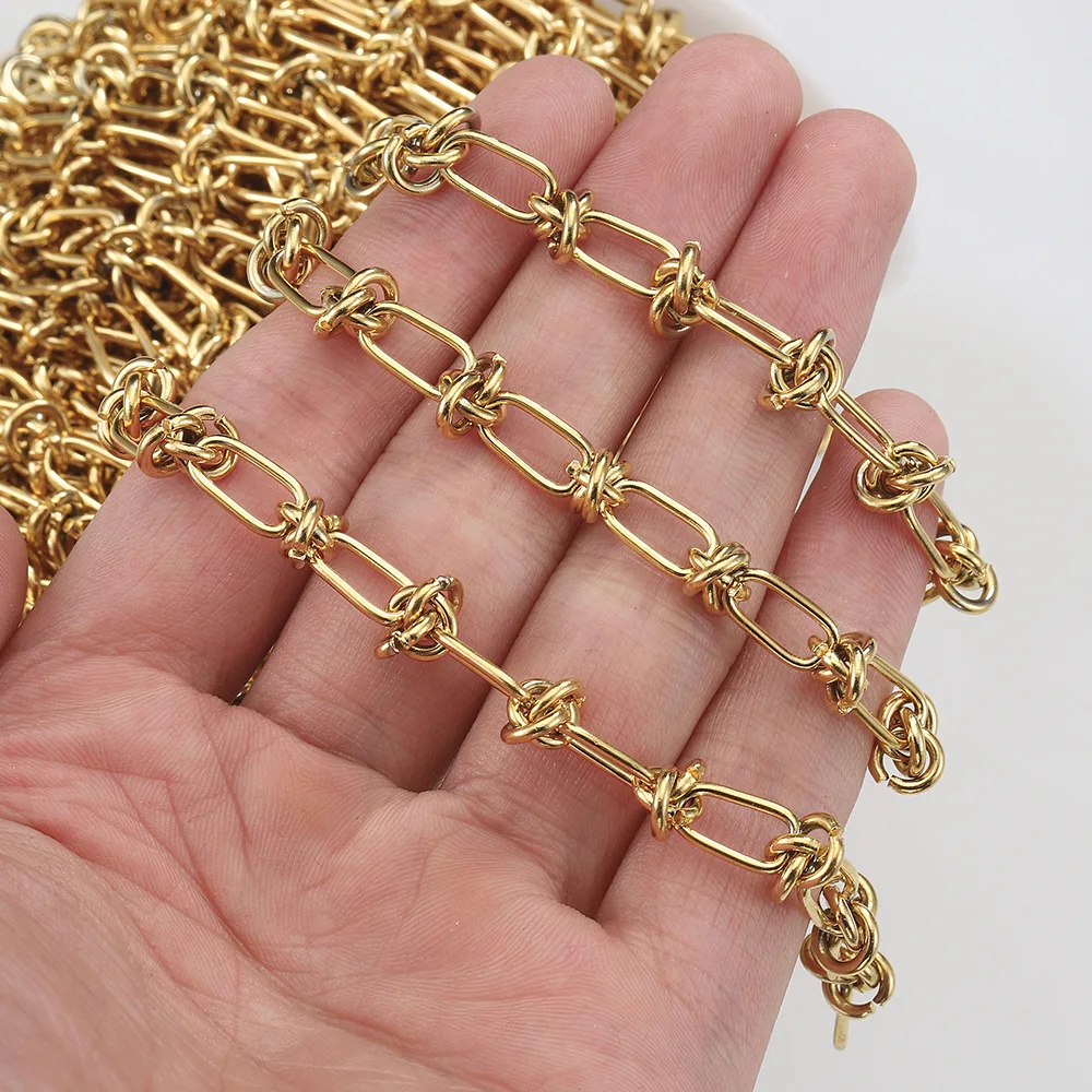 

1M Stainless Steel Chunky Knot Chain 6mm width Gold/Silver Color Metal Handmade Chains for DIY Necklace Bracelet Anklet Making