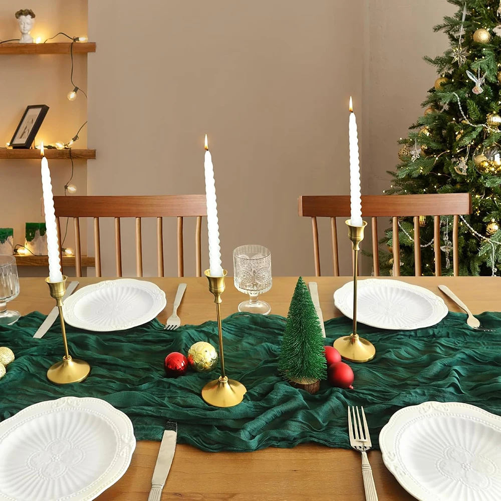 Christmas Green Cheesecloth Table Runner Rustic Boho Emerald Green Cheese Cloth Table Runner Wedding Bridal Shower Decorations