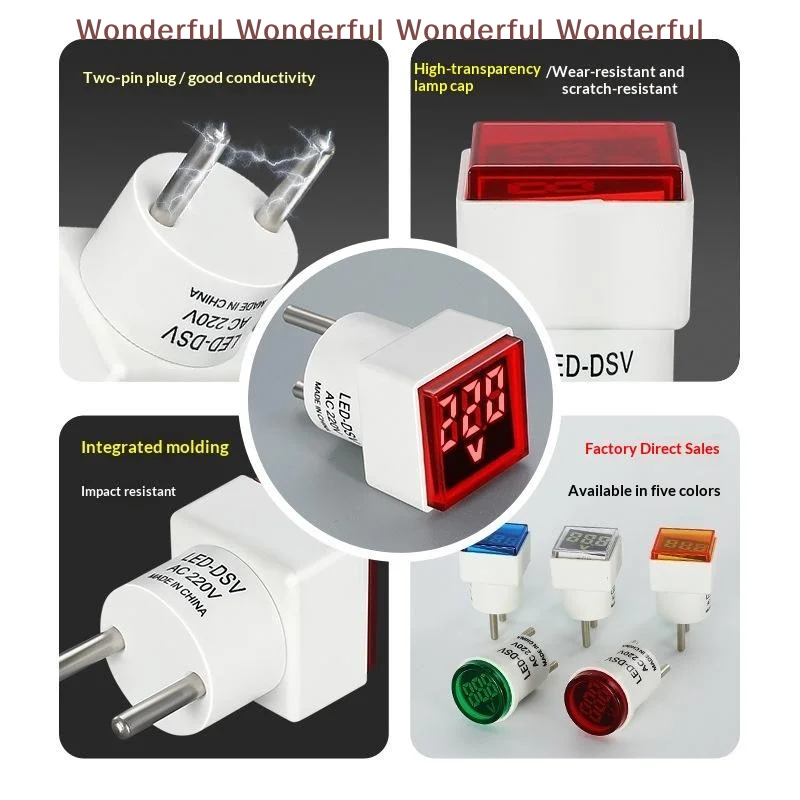Energy Saving LED Digital AC Voltmeter Indicator EU Plug 50-500V Voltage Gauge for Outdoor Power Station Testing