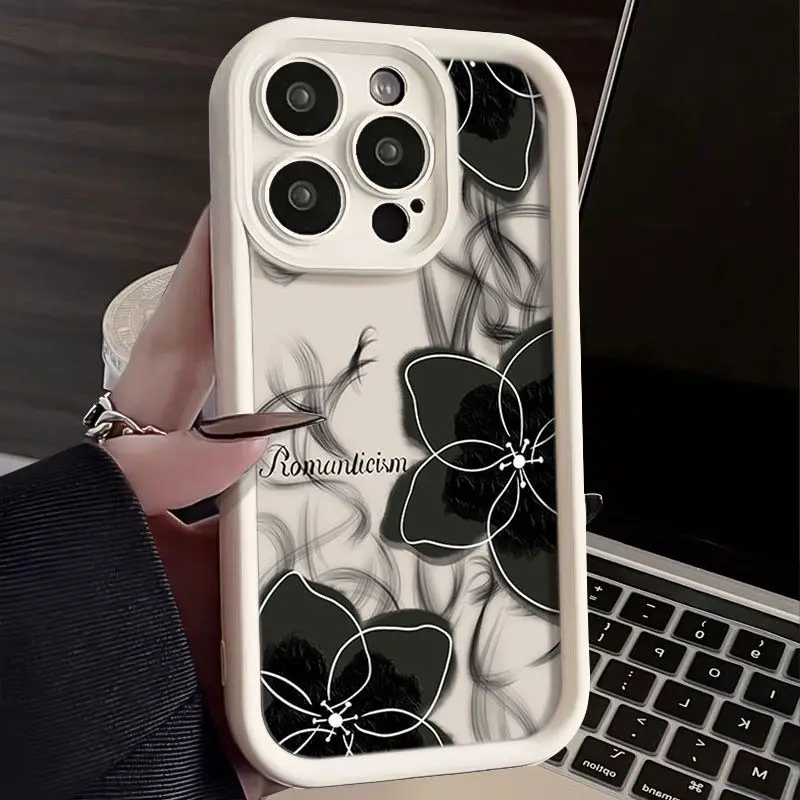 Light luxury high-end flowers Silicone Phone Case For Apple iPhone 16 15 14 13 12 11 Pro Max XR XS MAX 7 8 PLUS MINI Case Cover