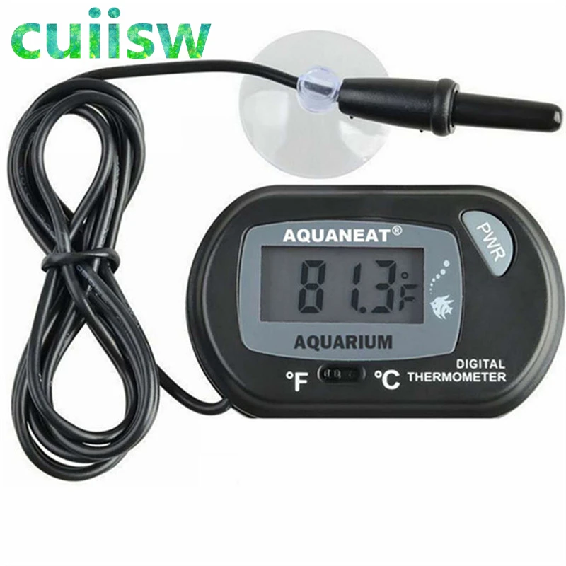 Digital LCD Aquarium Thermometer Waterproof Fish Tank Sensor with Probe Temperature Sensor Measuring Tool with Suction Cup