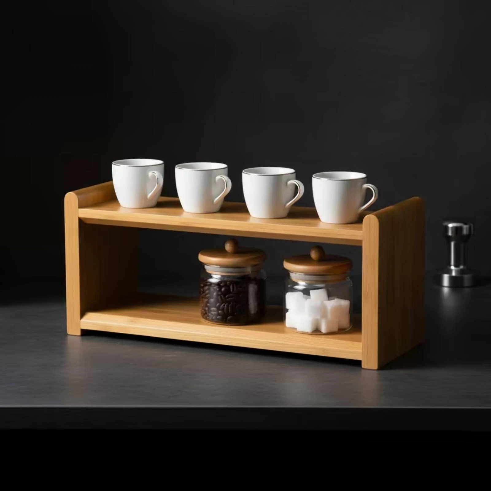 Two-Tier Desk Shelf Open-Frame Wooden Storage Shelf Desktop Organizer Sturdy Furniture Stable for Countertop, Kitchen