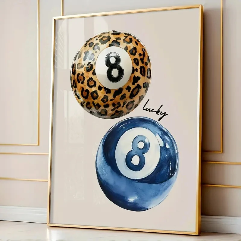 

Blue Leopard 8 Ball Fashion Art Poster Academy Style Aesthetics Trendy Painting Cheetah canvas Girl's room Dopamine Home Decor
