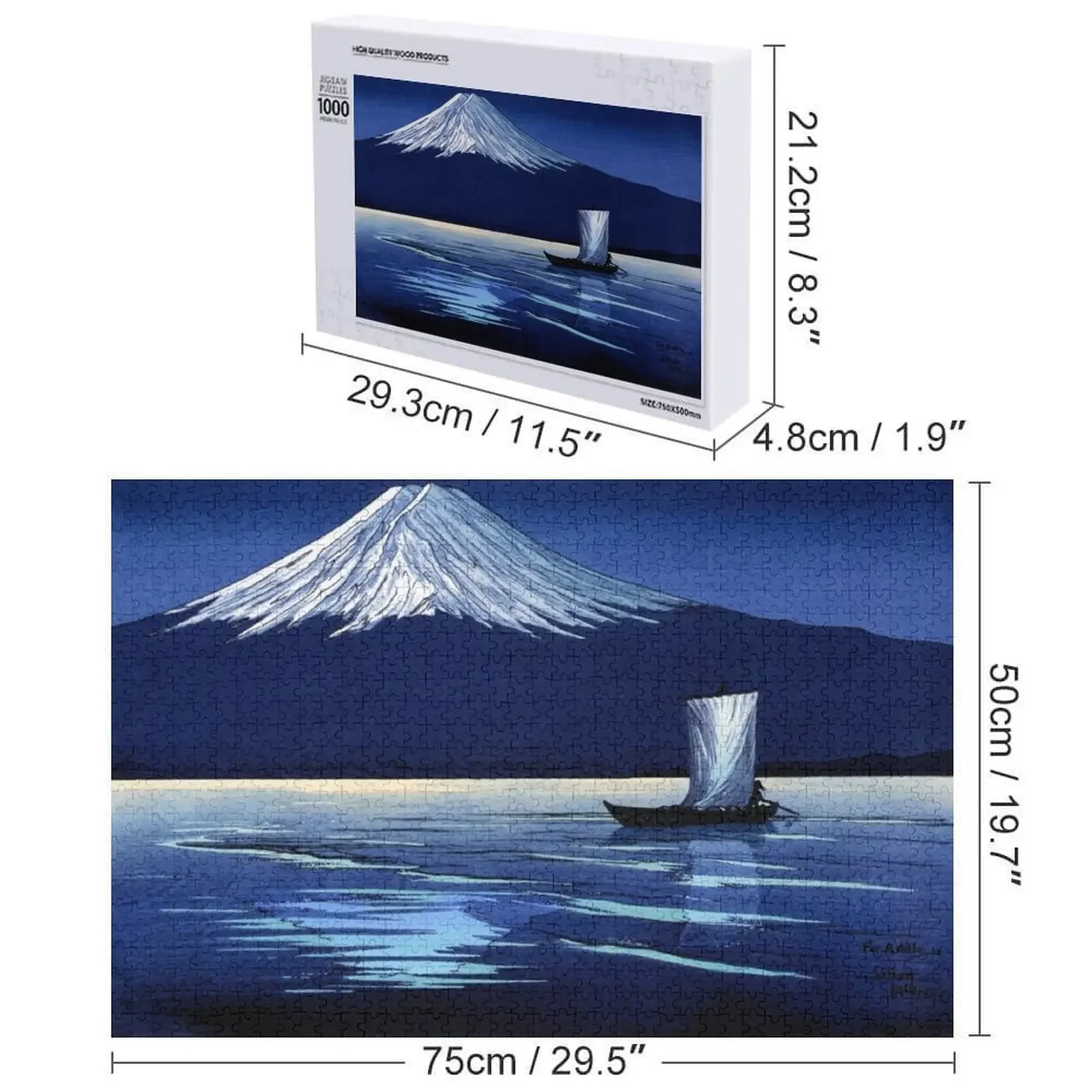 Feu de lune sur Mt. Fuji Puzzle Bois pour adultes Puzzle de nom en bois