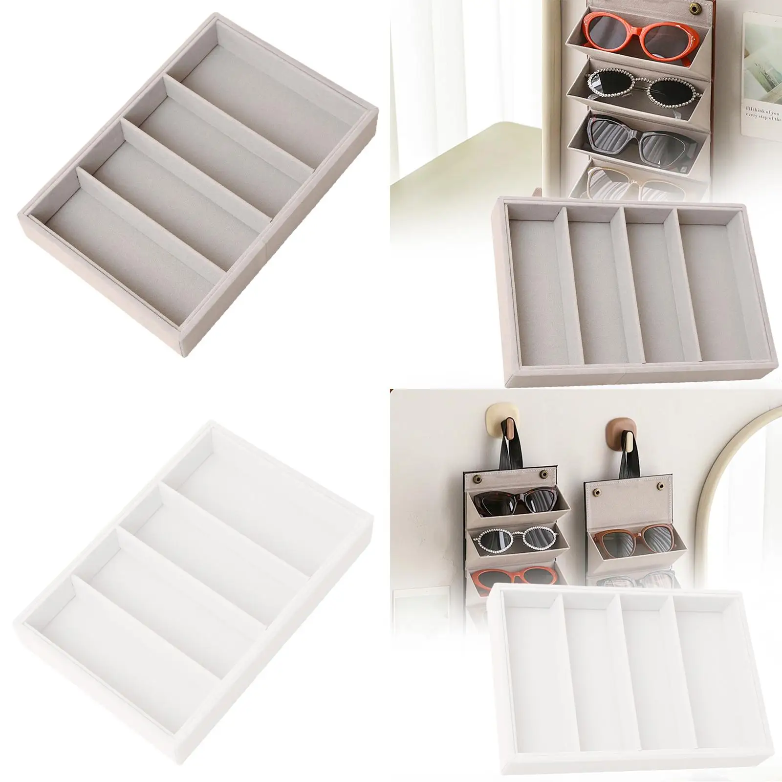 Sunglasses Organizer Tray Eyeglasses Storage Box for Men Women Elegant Stackable Multifunctional 4 Slots for Store Desktop