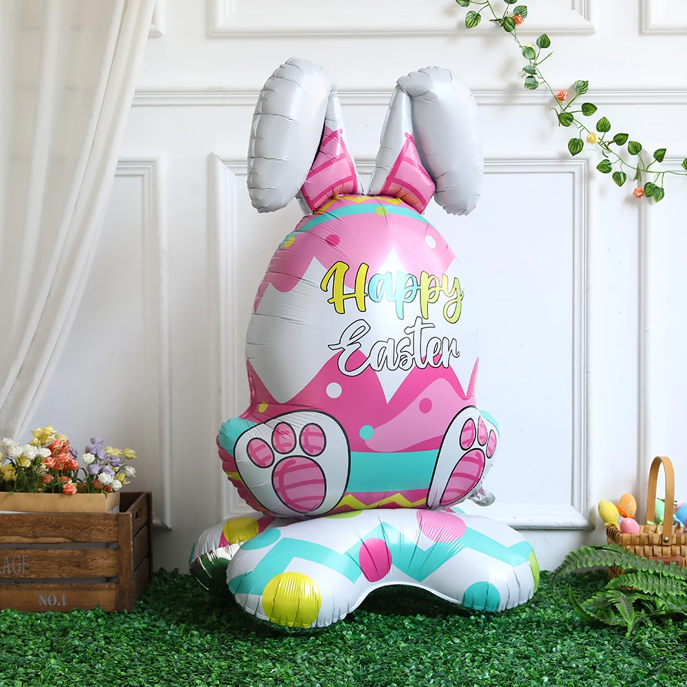 Ballon lapin mignon de pâques debout lapin poussin oeuf carotte ballon à hélium pâques joyeux ballon en aluminium enfants jouet fête d'anniversaire déco