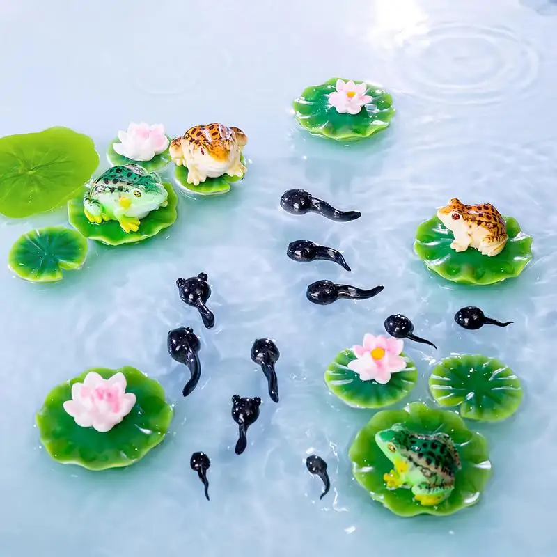 21Pcs Resin Creative Frog Tadpole Set for Aquarium Pond Decoration Mini Home Scenery
