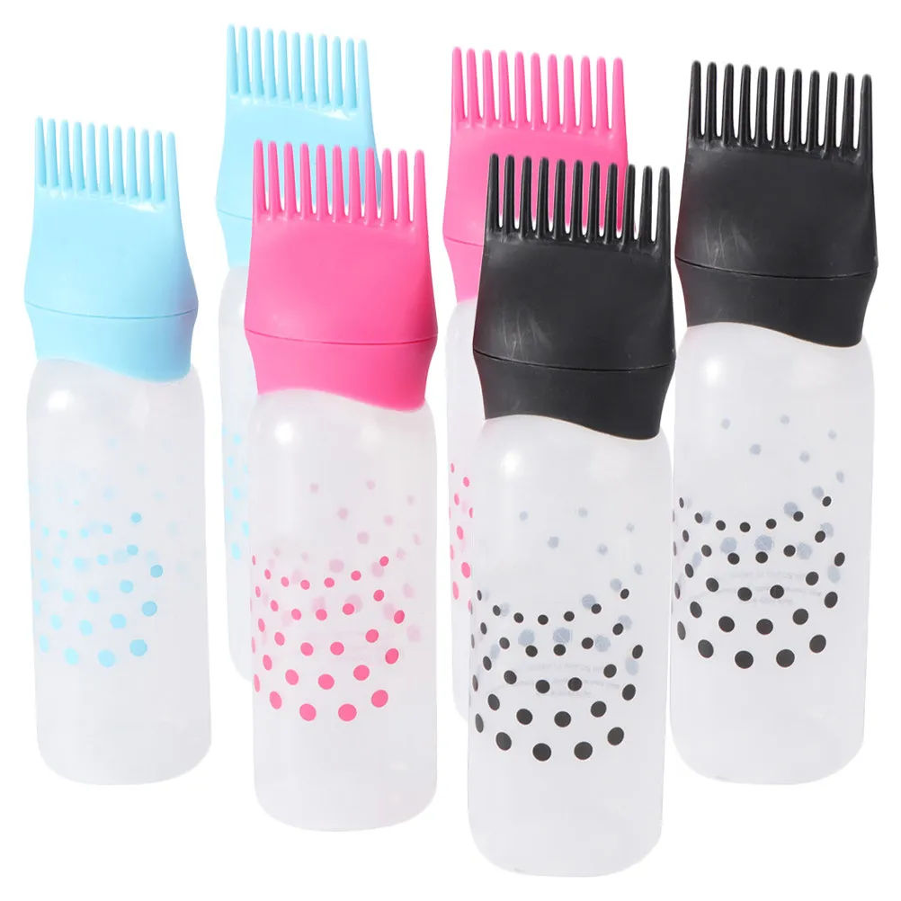 

6Pcs Root Comb Applicator Bottles Lightweight Hair Dyeing Coloring Oiling Care Easy Clean Hair Application Tool