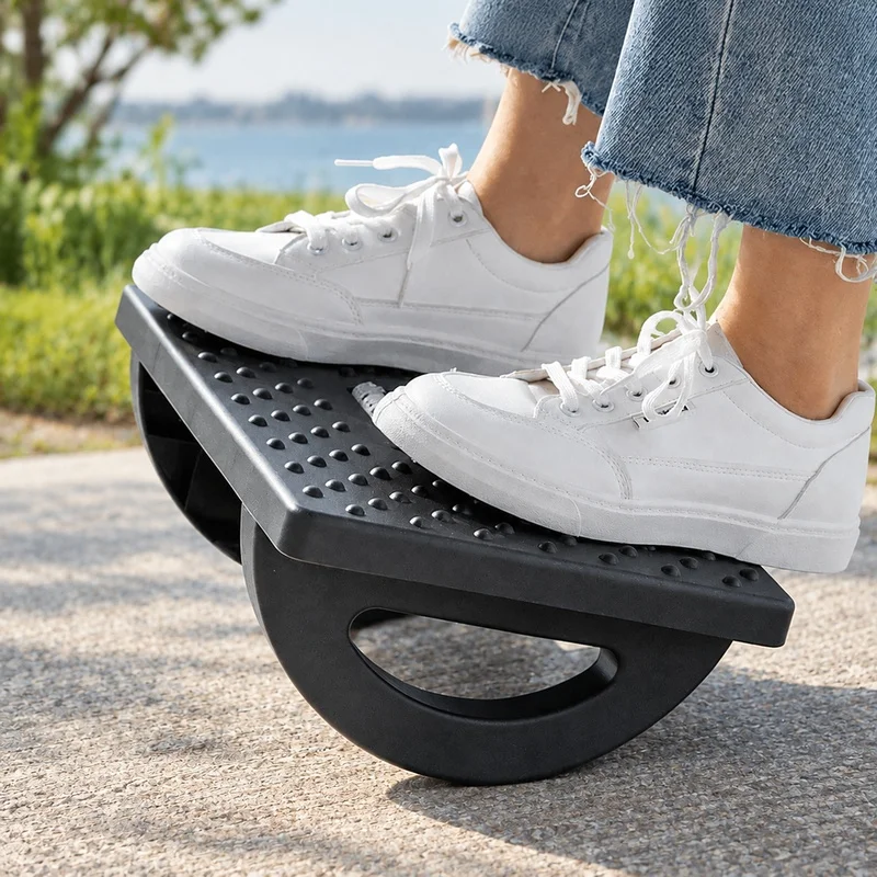 Portable Foot Stool for Home and Office with Massage Rollers Ergonomic Design Under-Desk Support