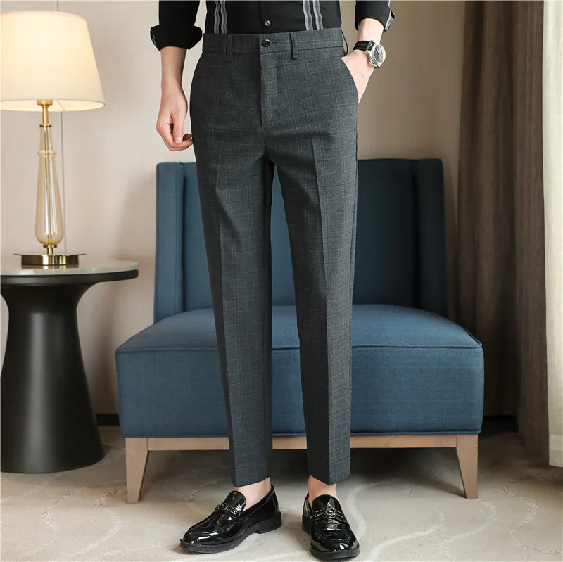 Fashion Dress Pants Men\'s British Style Business Formal Straight Trousers Slim Casual Spring Streetwear Suit Pants Mens Clothing