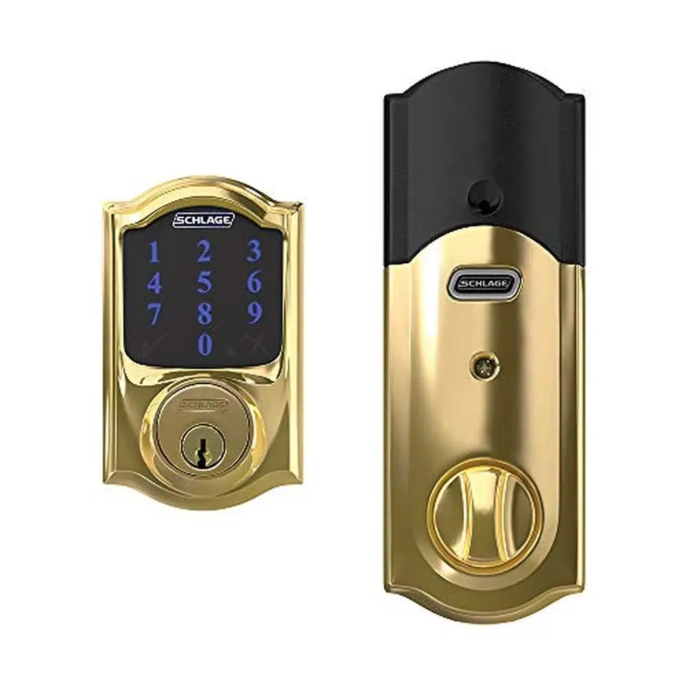 Smart Deadbolt with Alarm Z Wave Compatible Hands-Free Voice Control Fingerprint Resistant Touchscreen Easy Installation Backup