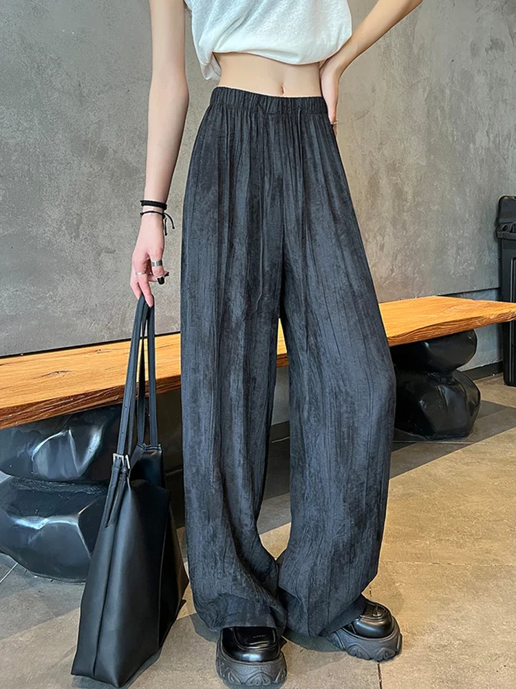 Summer Classic Solid Color Loose Simple Female Wide Leg Pants New Street Thin Style Fashion Office Ladies Casual Women Pants