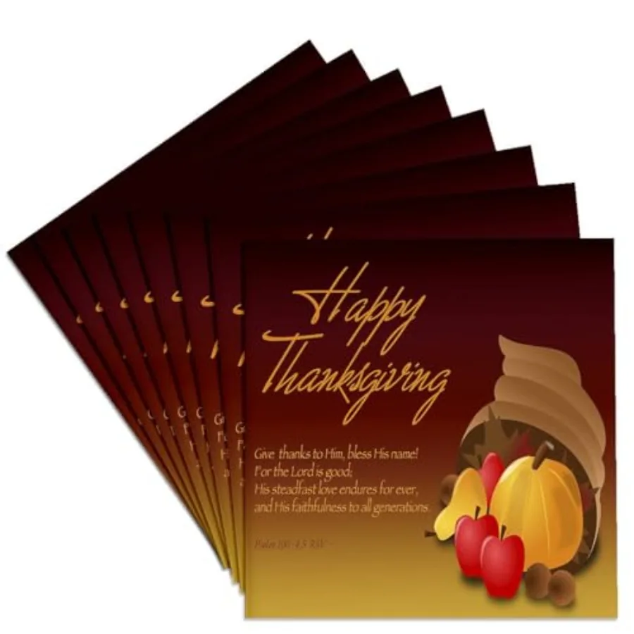 

CST_26778_4 Набор из 8 керамических подставок под кружки «Праздничный пирог» с цитатой из Псалма 100 на День Благодарения