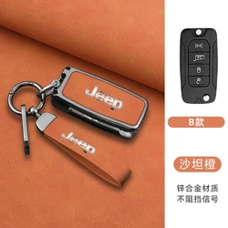 Zinc Alloy Leather Car Key Case Cover For Jeep Renegade Hard Steel 2016 4 Buttons Folding Remote Fob Cover Protector Accessories