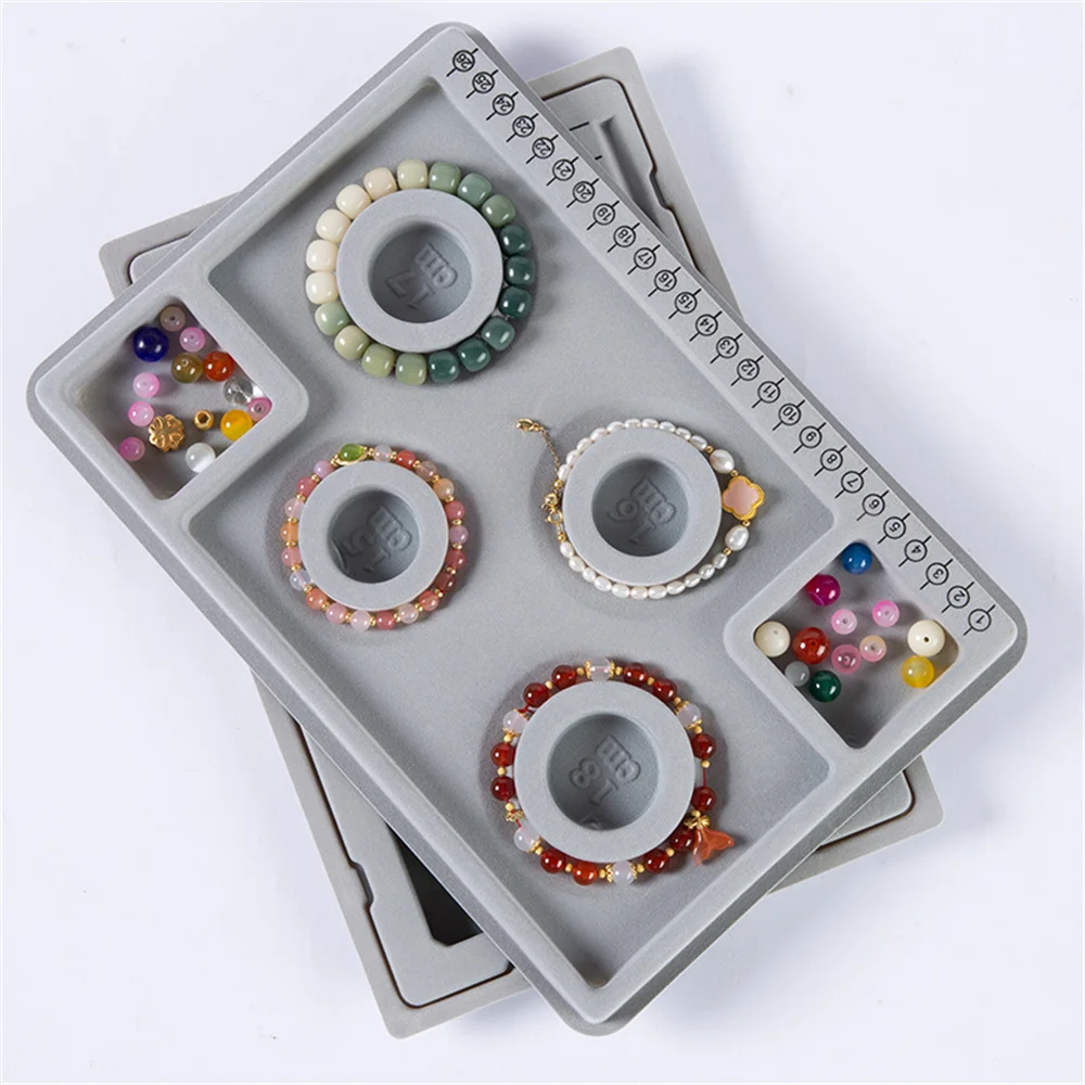 Flocked Beading Tray DIY Bracelet Necklace Jewelry Making Findings Beading Organizer Gray Bead Board Measuring Tools Accessories