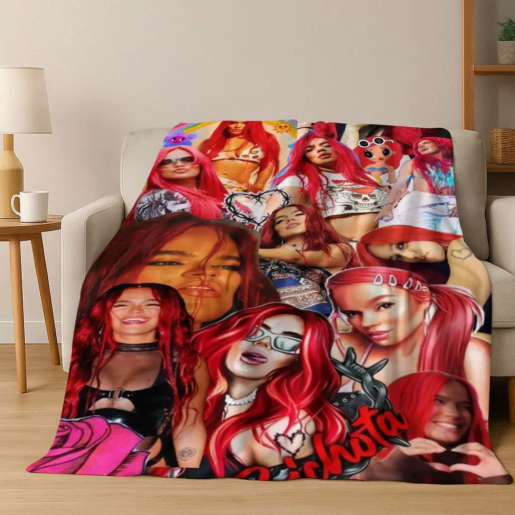 

3D Karol G Singer Carolina G Art Flannel Blanket,Cozy Soft Throw Blanket for Home Bedroom Bed Sofa Picnic Office Cover Gift