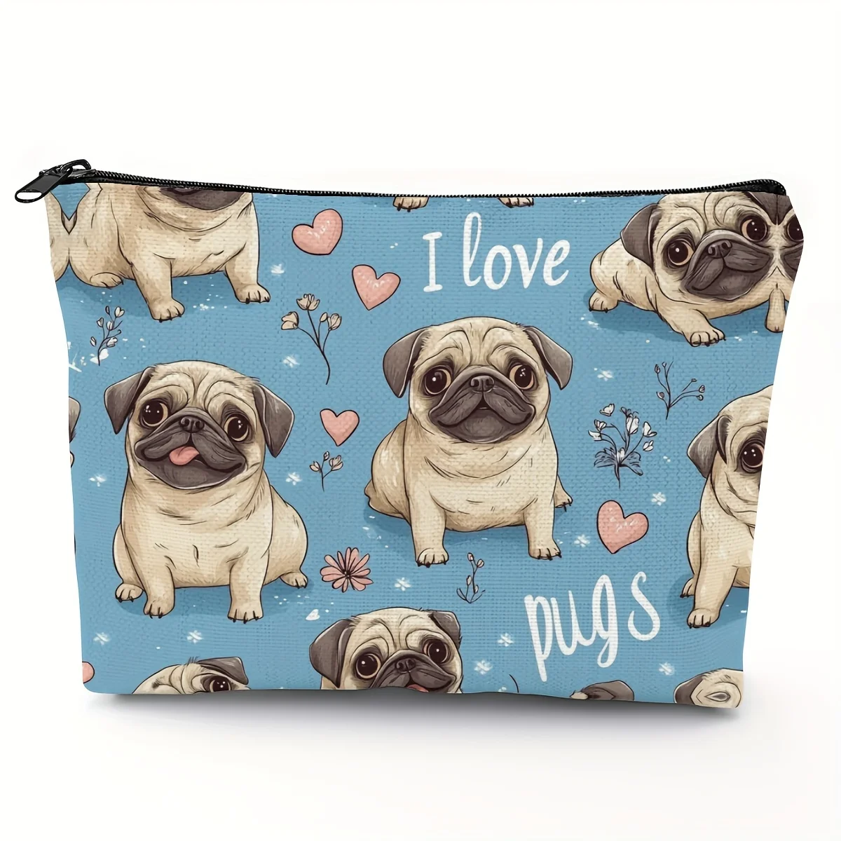 A Pug Makeup Bag - Cute Multi-functional Zipper Bag for Women, Jewelry Storage Bag, Perfect Travel Zipper Small Storage Bag