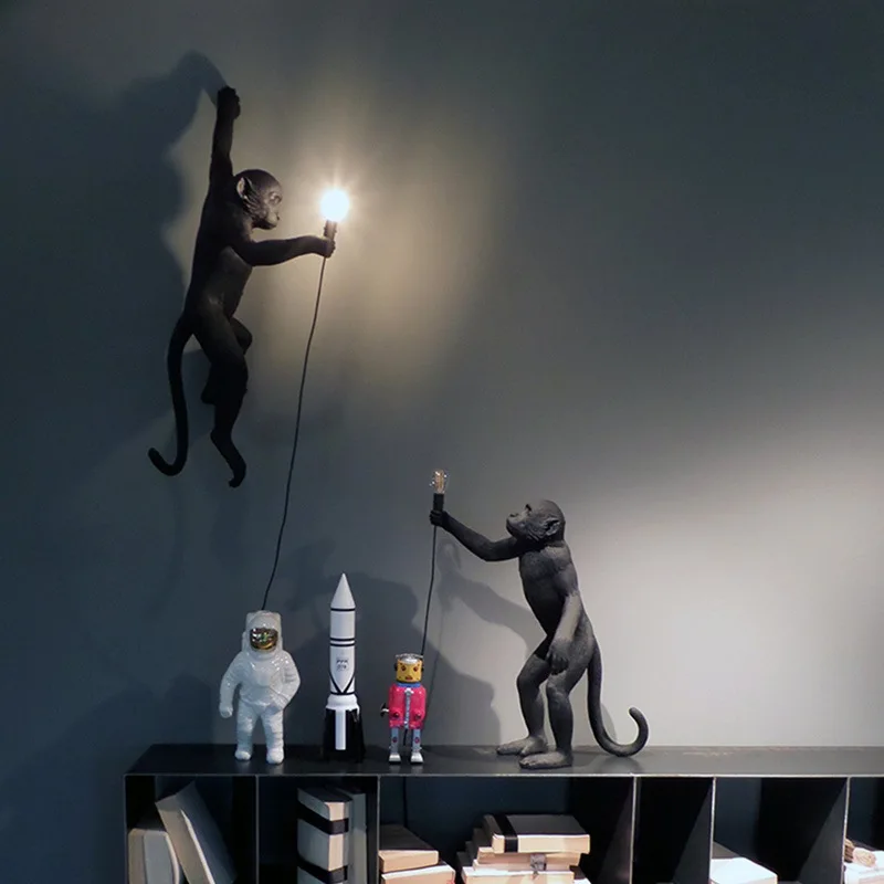 Retro Multiple Colors Monkeys Wall Lights LED Wall Sconce Hanging Background Lamp For Bedroom Living Room Hotel Bedside Lighting