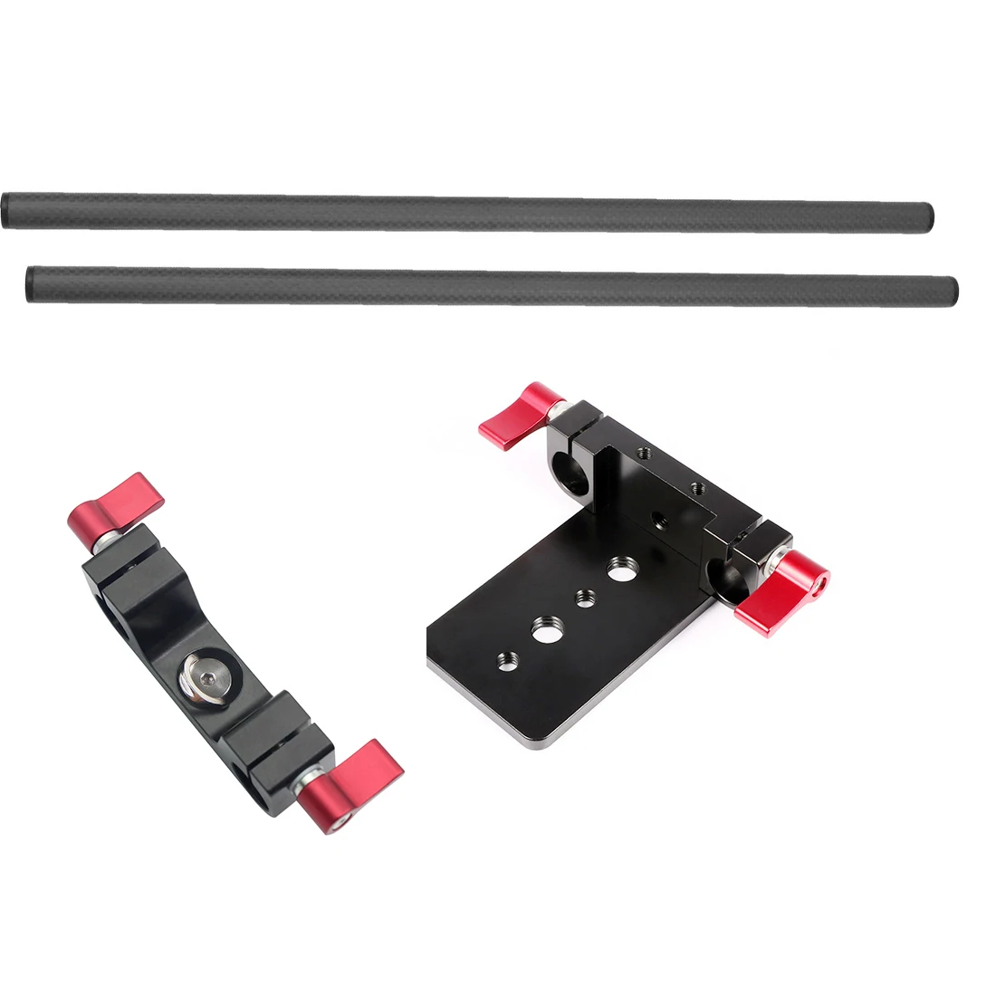 2 Stück 10cm 25cm 30cm 40cm Carbonfaserrohr mit 15mm Teleobjektivhalterung für Rig-Schienen-Klemmsystem Follow Focus SLR-Kameras – Detail 4