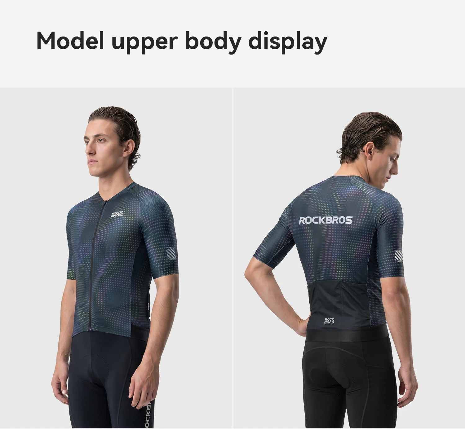 ROCKBROS Sommer-Radtrikot Leichtes Hochelastisches Oberteil Atmungsaktives Schnelltrocknendes Kurzarm-Trikot Herren-Radsportbekleidung – Detail 17