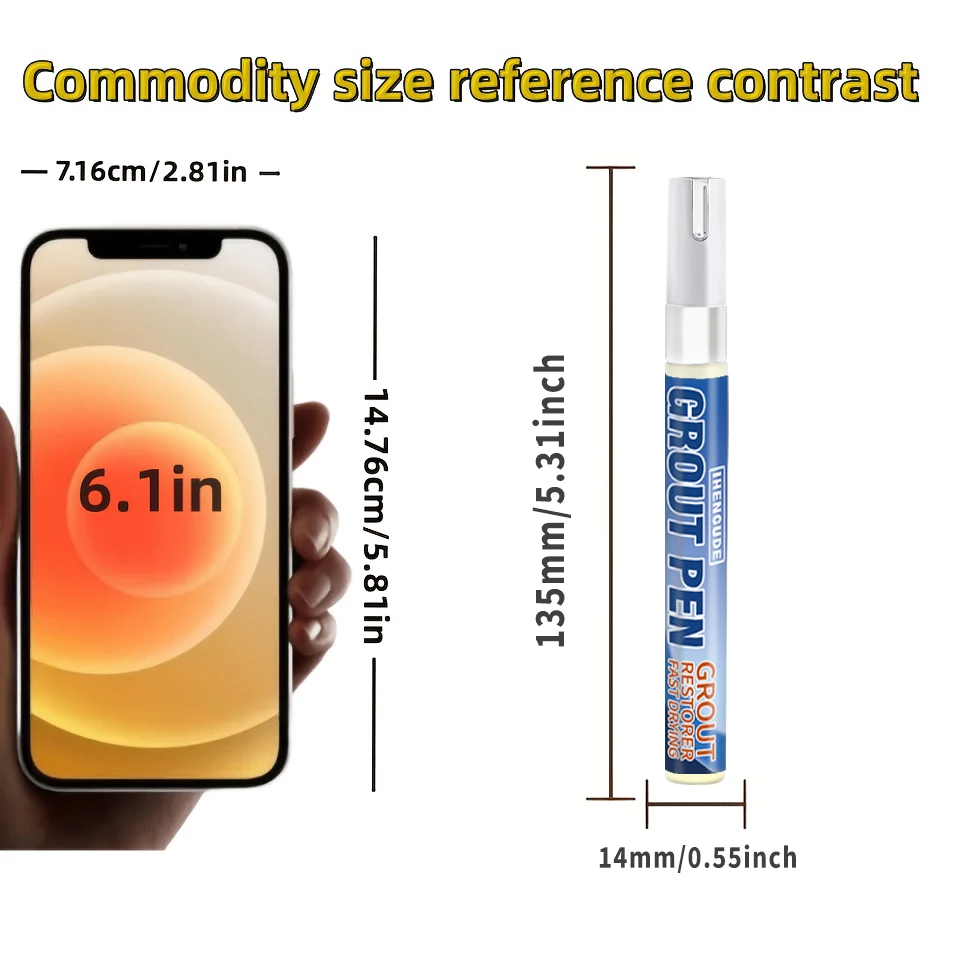 Waterproof Tile Grout Filler, High-Quality Plastic Steel Sealant - Waterproof, Quick-Drying and Hardening; Easy to Use and Simple to Apply; Seam Beautifying and Repairing Pen - Specifically for Cleaning Dirty Gaps, Covering Blackened and Yellowed Gaps; Suitable for Sealing and Repairing Gaps in Tiles, Toilet Edges, Sink Gaps, and Skirting Boards