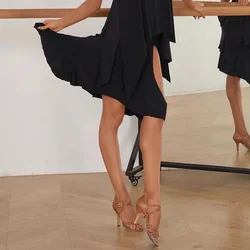 Buik Tango Prestaties Kostuum Lotus Ontwerp Rok Latin dans Jurk Vrouwelijke Latino dansdoek