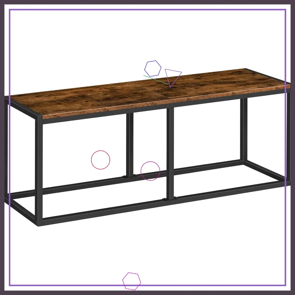 

Industrial Dining Bench, 47.2 Inch Kitchen Table Seat, Steel Frame Easy Assembly, Rustic Brown for Home Decor