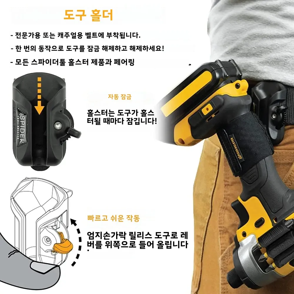 Spider Tool Holster-Improve The Way You Carry Your Power Drill, Driver, Multitool, Pneumatic, Multi-Tool and More on Your Belt!