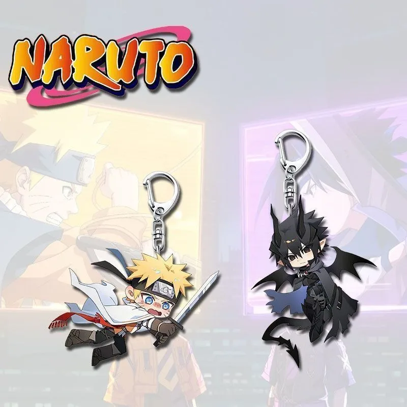Naruto Anime Acrylic Keychain Cartoon Naruto Sasuke Character Pendant Student Backpack Bag Charm Decor Gift for Anime Fans Toys
