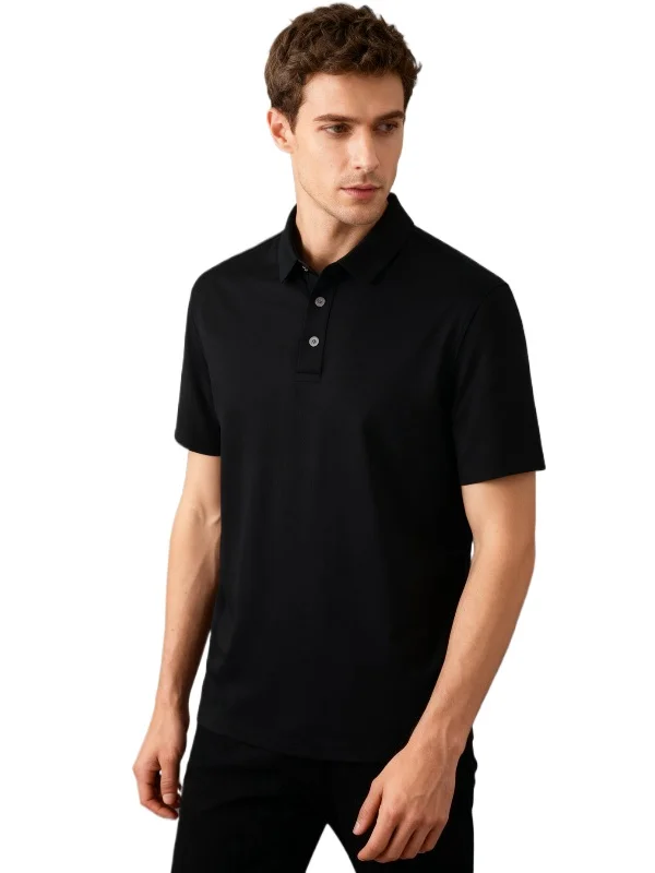 

Men's Ice Silk Seamless Thin Cooling Lightweight Luxury Short Sleeve Business Casual Slim Fit Polo Shirt Summer