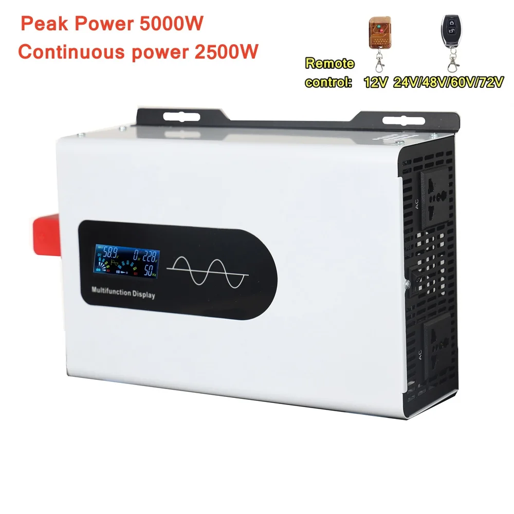 5KW Pure Sine Wave Inverter 12V 220V Portable Power Bank Solar Hybrid Inverter 5000W DC 12V 24V 48V 60V 72V To AC 220V Charger