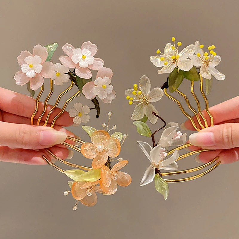 1Pc Classical Hair Comb Chinese Style Hair Stick U Shape Flower Cheongsam Hairpin For Hanfu Accessories view 4