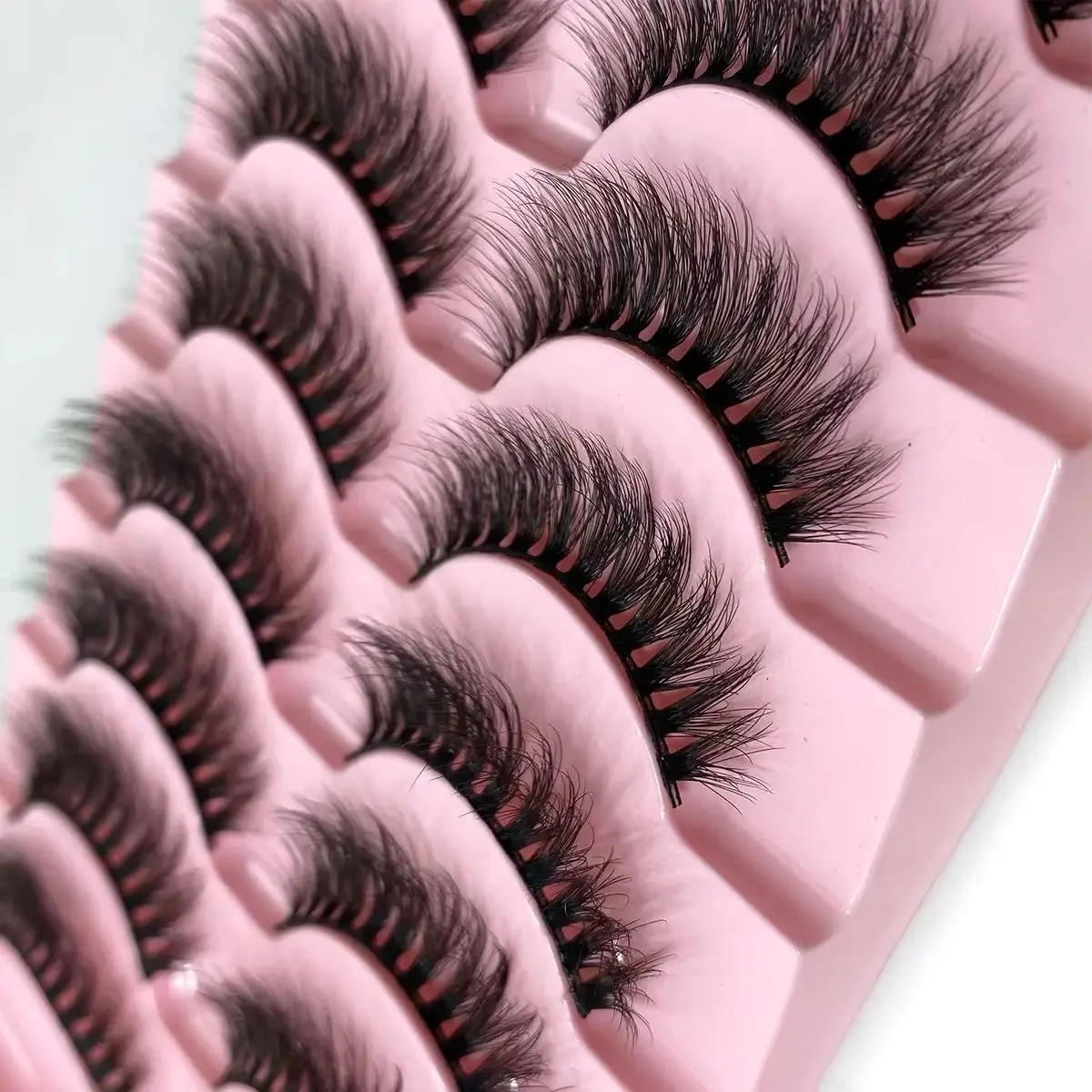 Novo 10 pares 100% real falso vison cílios 3d natural cílios postiços 3d vison cílios macio extensão maquiagem kit cilios h13