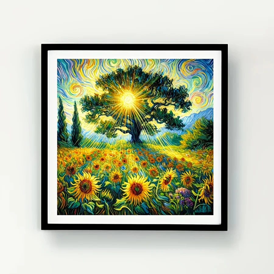 

Sunrise Sunflower Tree Jigsaw Puzzle 500/1024 PCS Holiday Stress Relieving Fun Games Home Decor Holiday Gifts