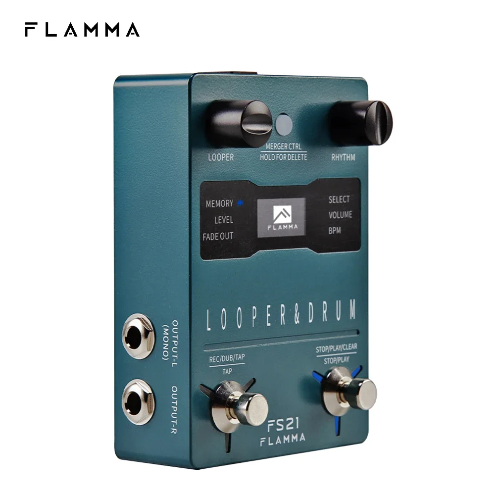 FLAMMA FS21 آلة الطبل Looper تأثيرات الجيتار دواسة 160 دقيقة Looper 100 أخاديد الطبل دعم تحرير البرامج مع شاشة LED