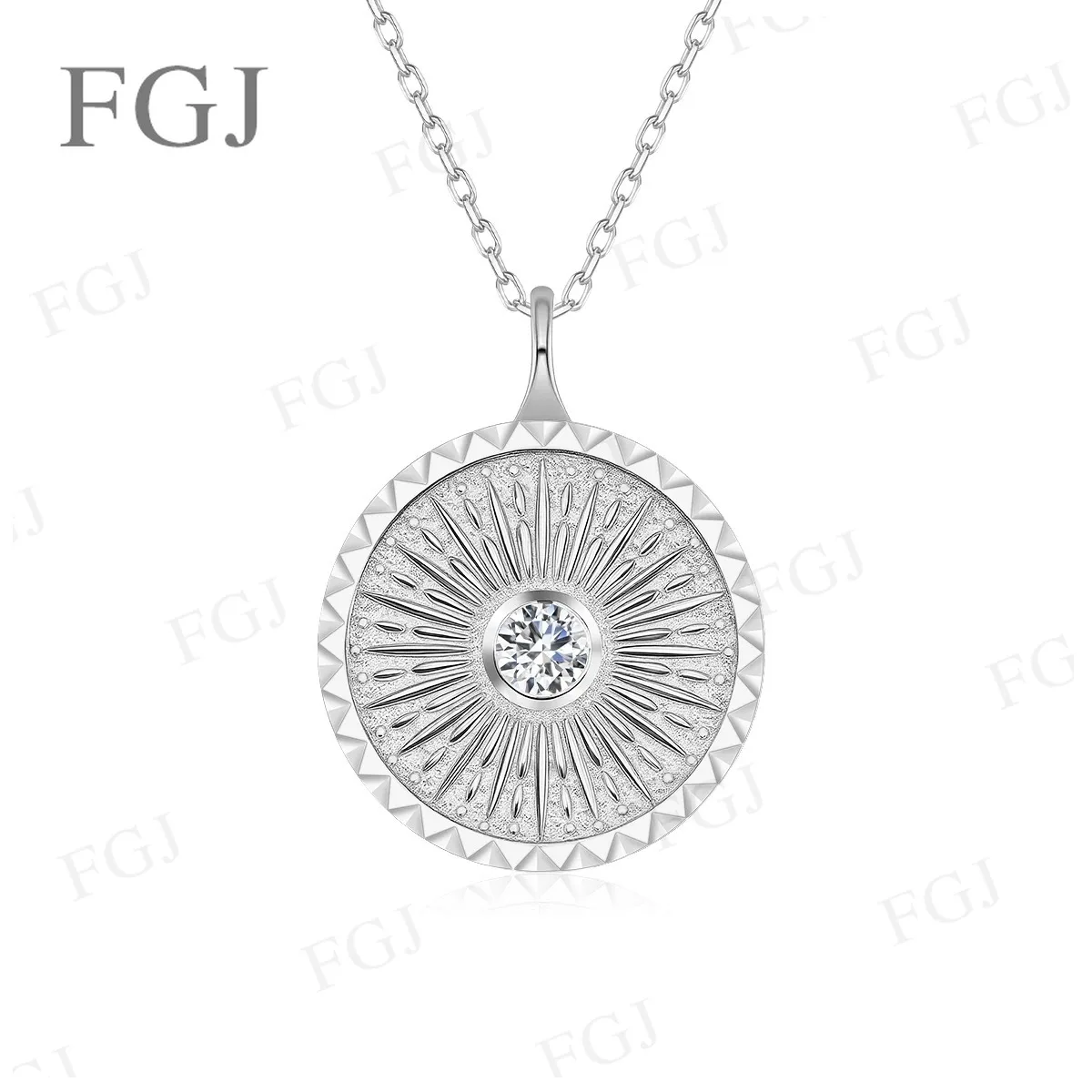 925 Sterling Silber Runder Moissanit-Anhänger Halskette Strahlende O-Kette für Damen Hochzeit Jubiläum Edles Schmuckgeschenk – Detail 6