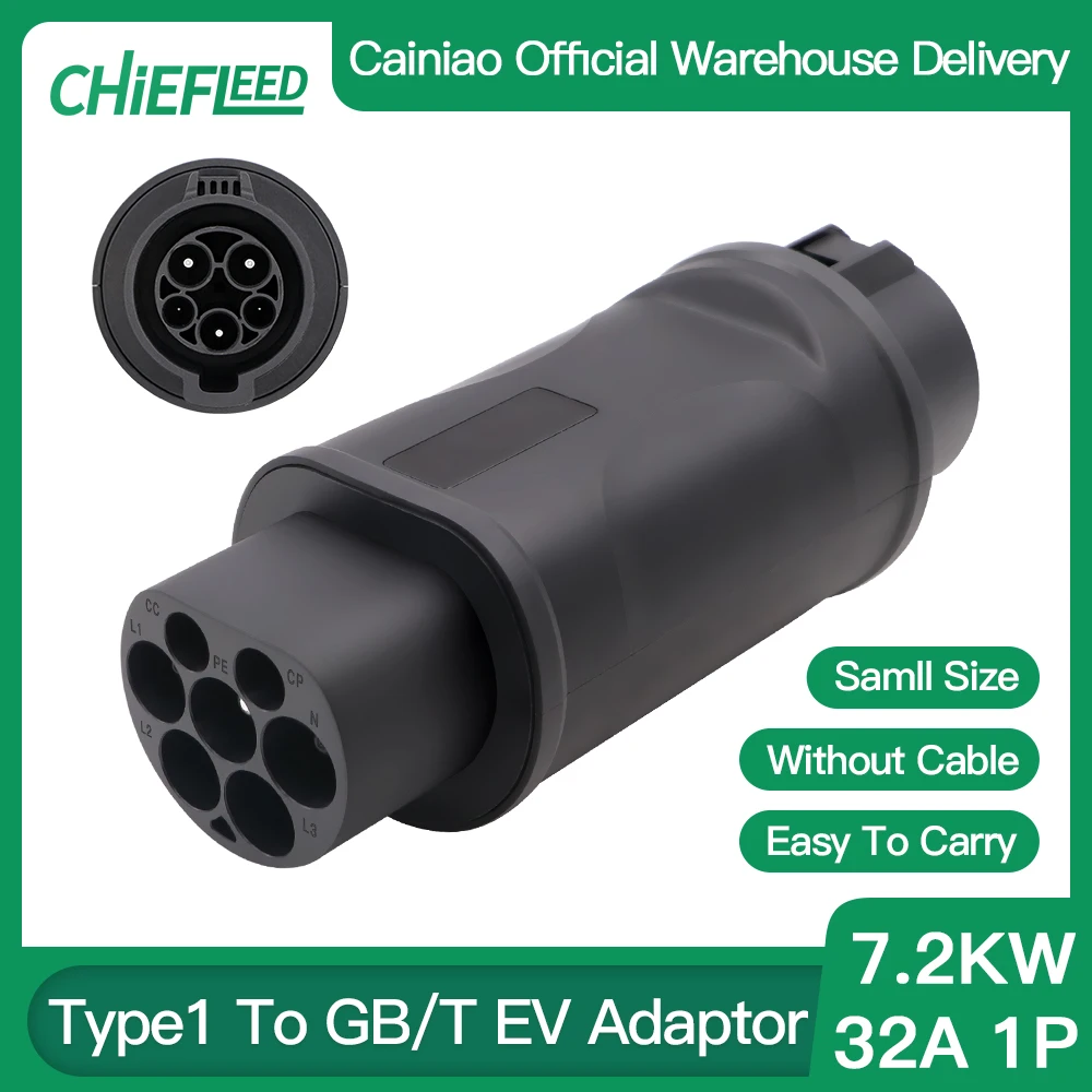 Chiefleed Type 1 to GBT EV Charger Adaptor 16A 32A for EVSE Charging SAE J1772 To GBChina Standard EV Charger Converter Adapte