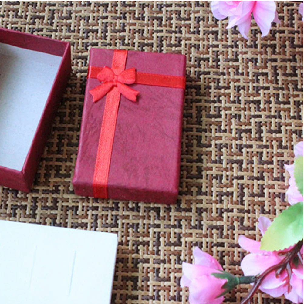 

10pcs Jewelry Box Bowknot Shape Red Necklace Storage Ring Display Case For Home Shop Jewelry Organizer Dustproof