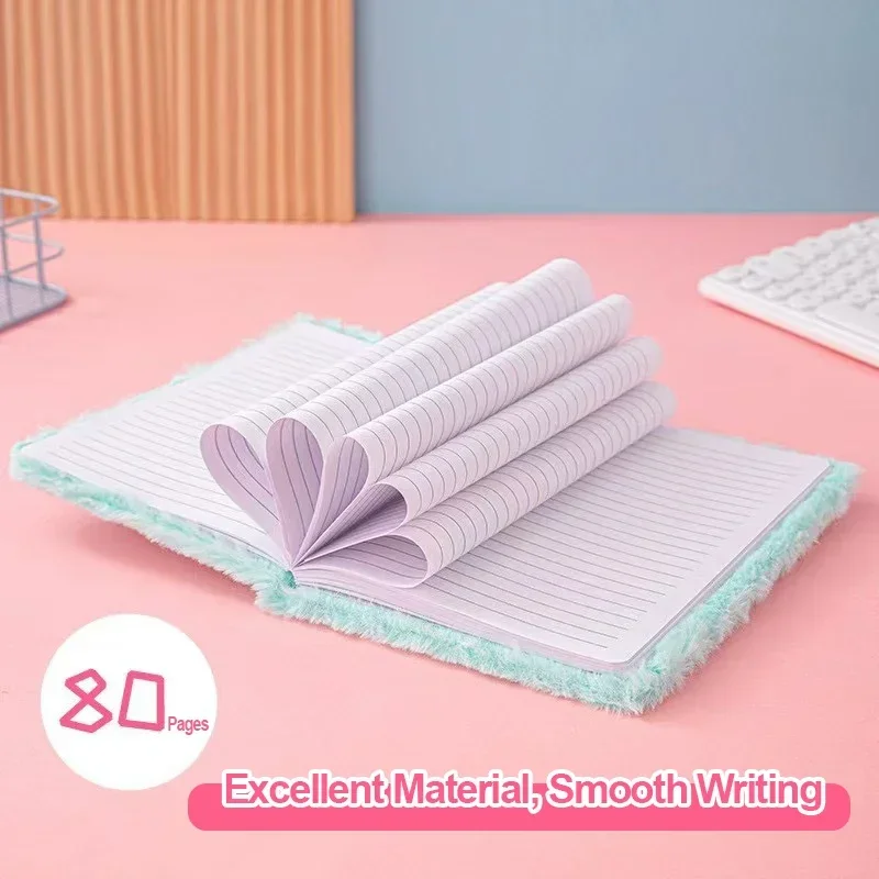 يونيكورن القطيفة دفتر A5 Kawaii أجهزة الكمبيوتر المحمولة معكرون اللون الفتيات القلب مذكرات طالب الكرتون كتيب لاصق الطبعة القرطاسية #6