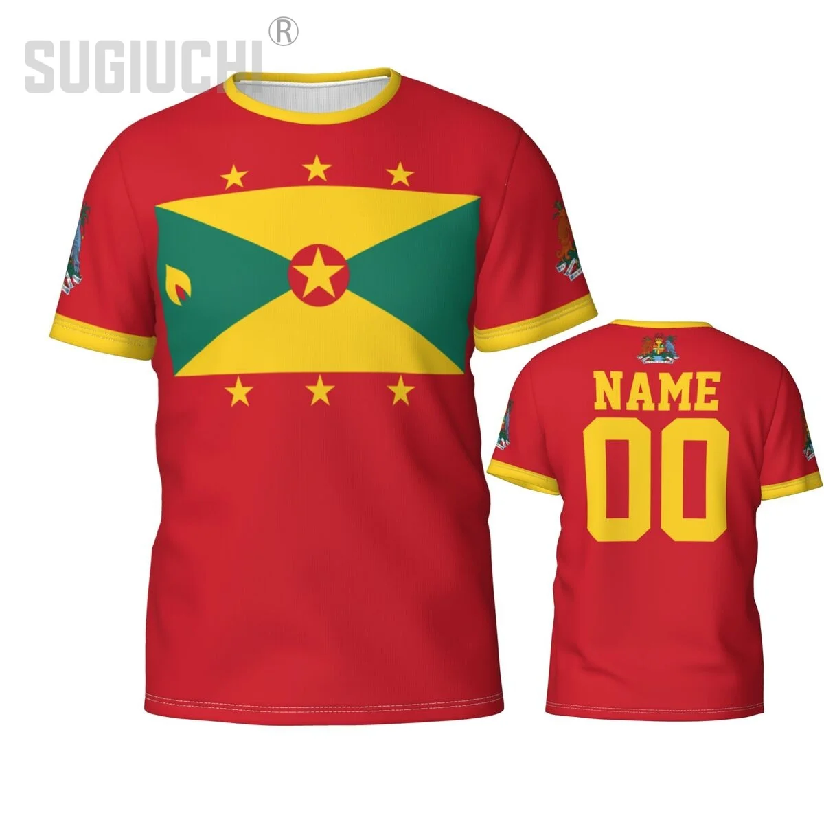 Пользовательское имя, номер, флаг Гренады, эмблема, 3D футболки для мужчин и женщин, футболки, трикотаж, командная одежда, футбольные фанаты, подарочная футболка